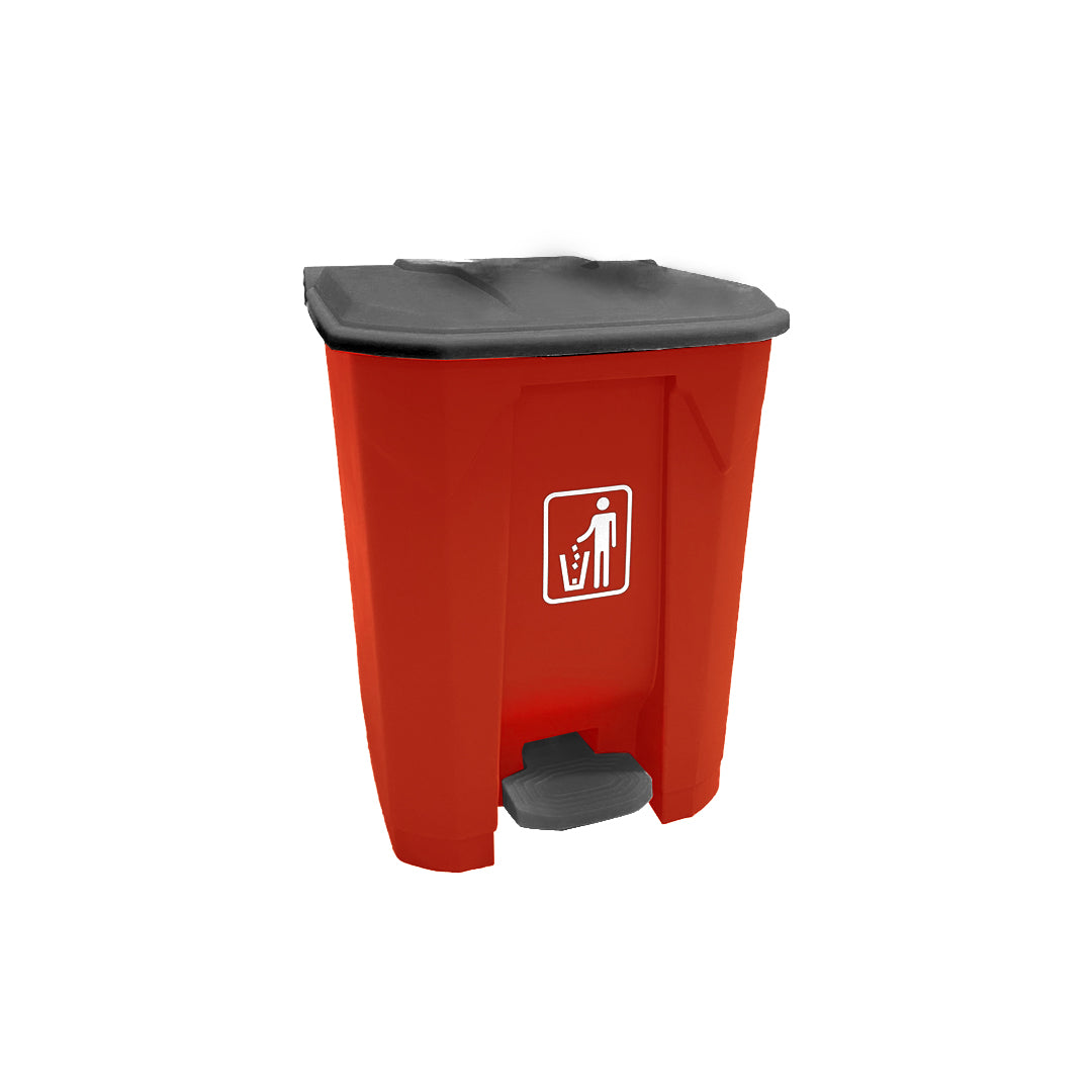 POUBELLE A PEDALE RED/GREY 68 L