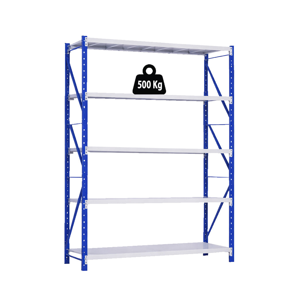 ETAGERE HEAVY DUTY BLEU BLANC 5 NIVEAUX - 500KG PAR NIVEAU - 200X70X240CM