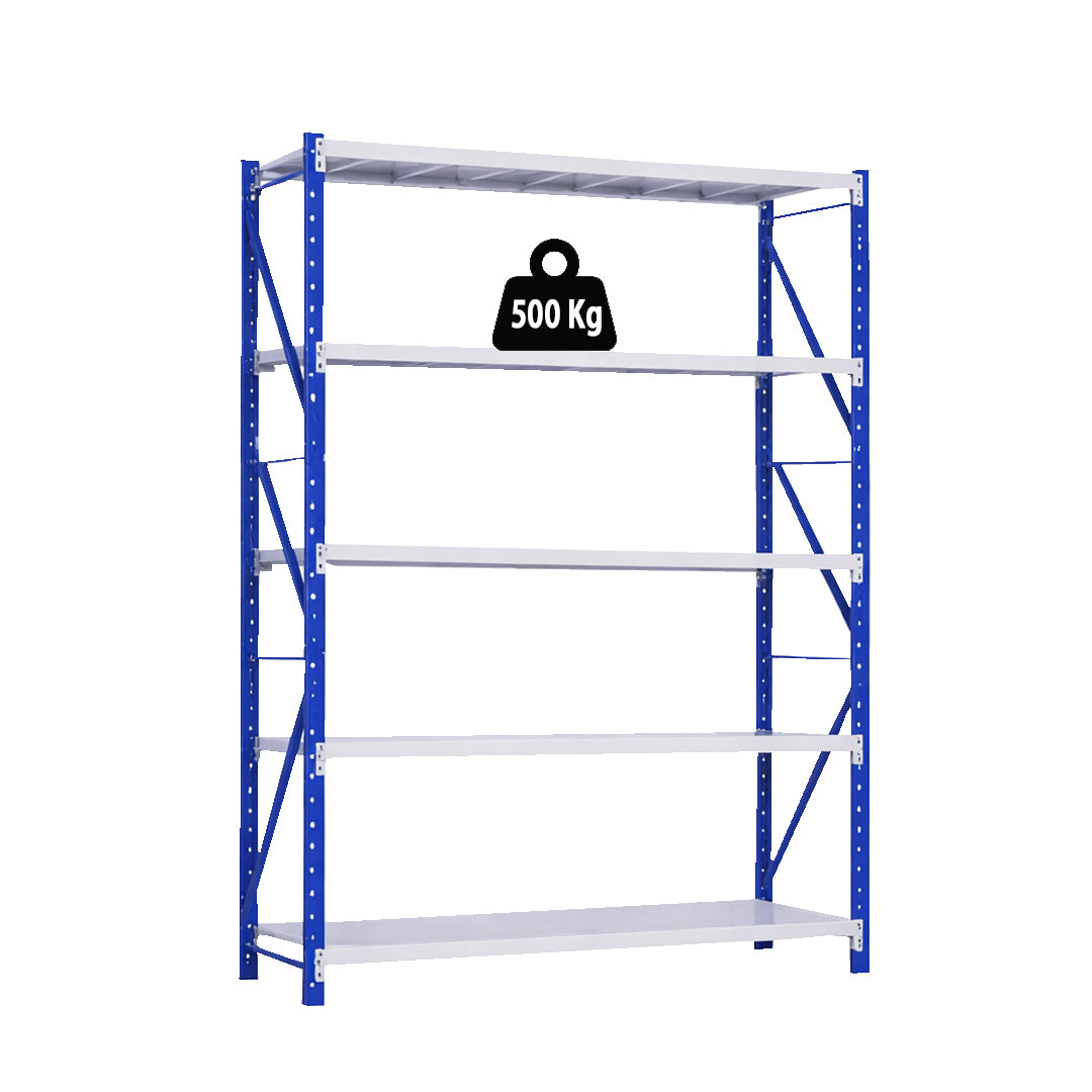 ETAGERE HEAVY DUTY BLEU BLANC 5 NIVEAUX - 500KG PAR NIVEAU - 200X70X240CM
