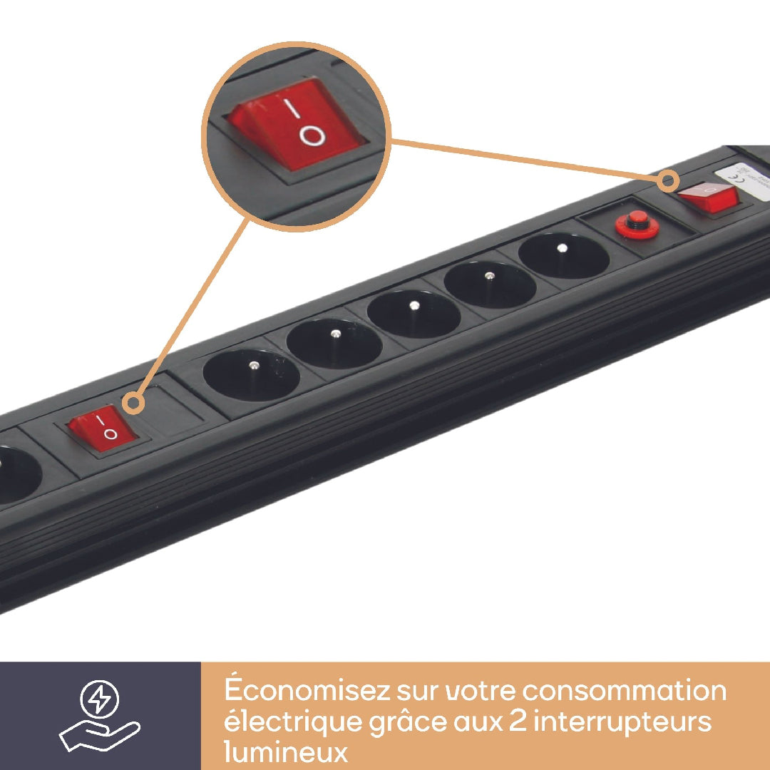 BLOC MULTIPRISE 10 PRISES + PROTECTION SURCHARGES
