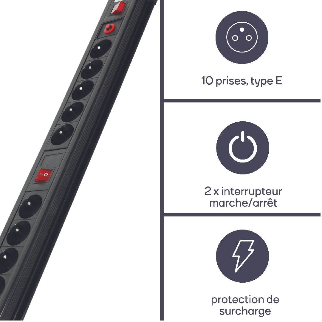 BLOC MULTIPRISE 10 PRISES + PROTECTION SURCHARGES