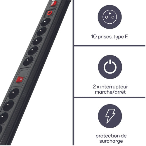 BLOC MULTIPRISE 10 PRISES + PROTECTION SURCHARGES