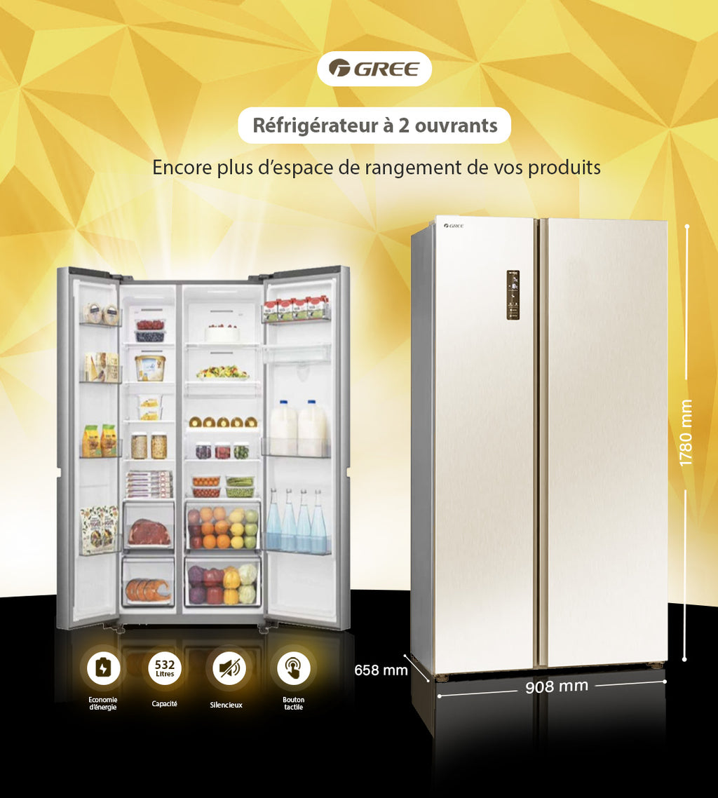 FRIGO AMERICAIN 2 PORTES GOLD 532 Litres