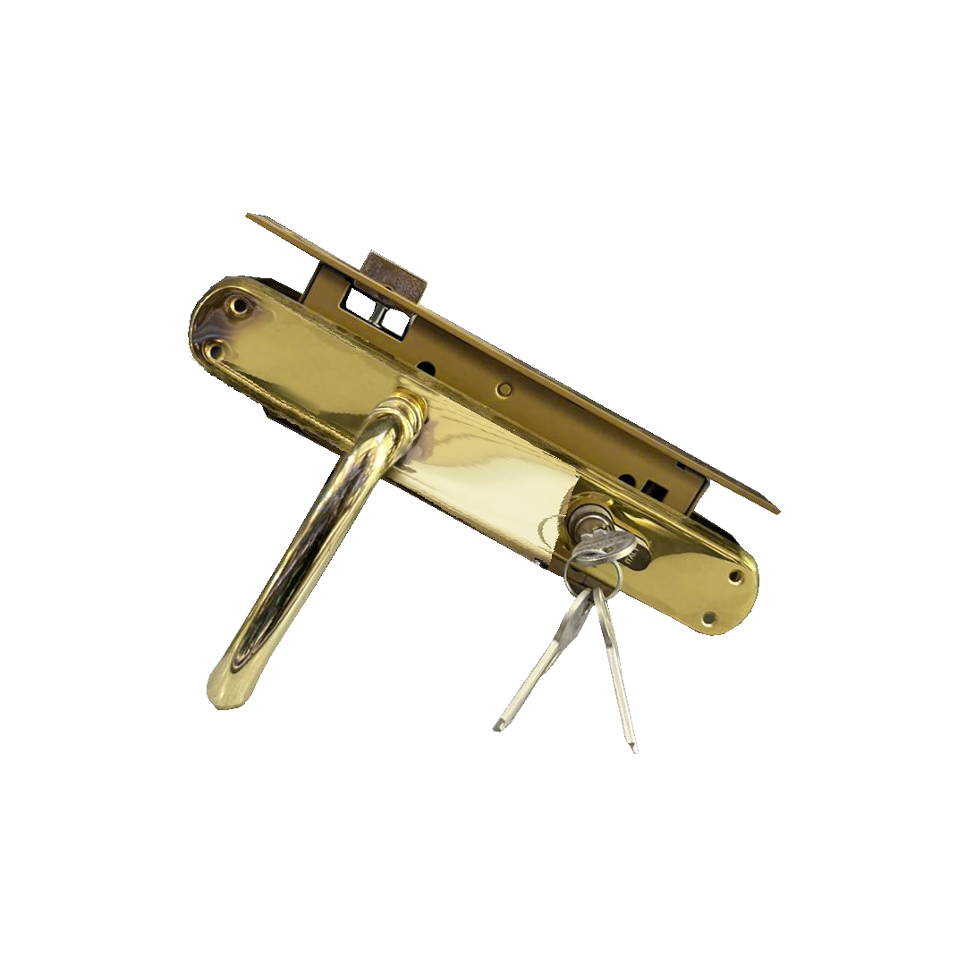 ICSA SET LOCK 110/270 OLV POLISHED BRASS HANDLE