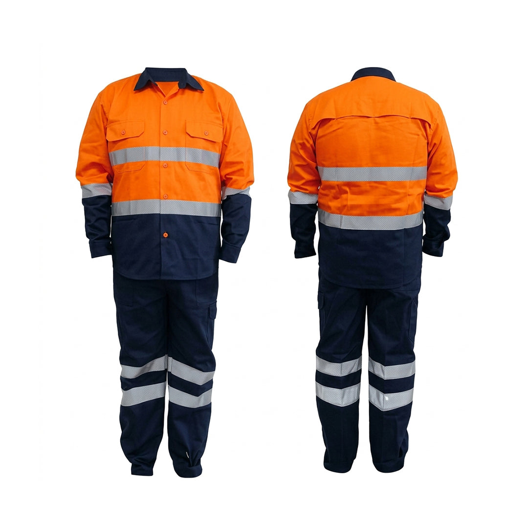 PANTALON + VESTE ORANGE/BLEU