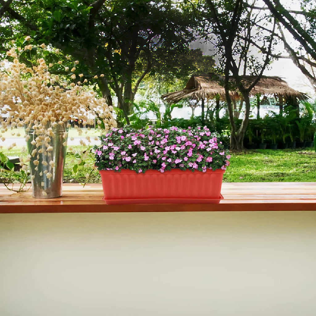 POT DE FLEUR RECTANGULAIRE AVEC SOUCOUPE RB-PJ4020S
