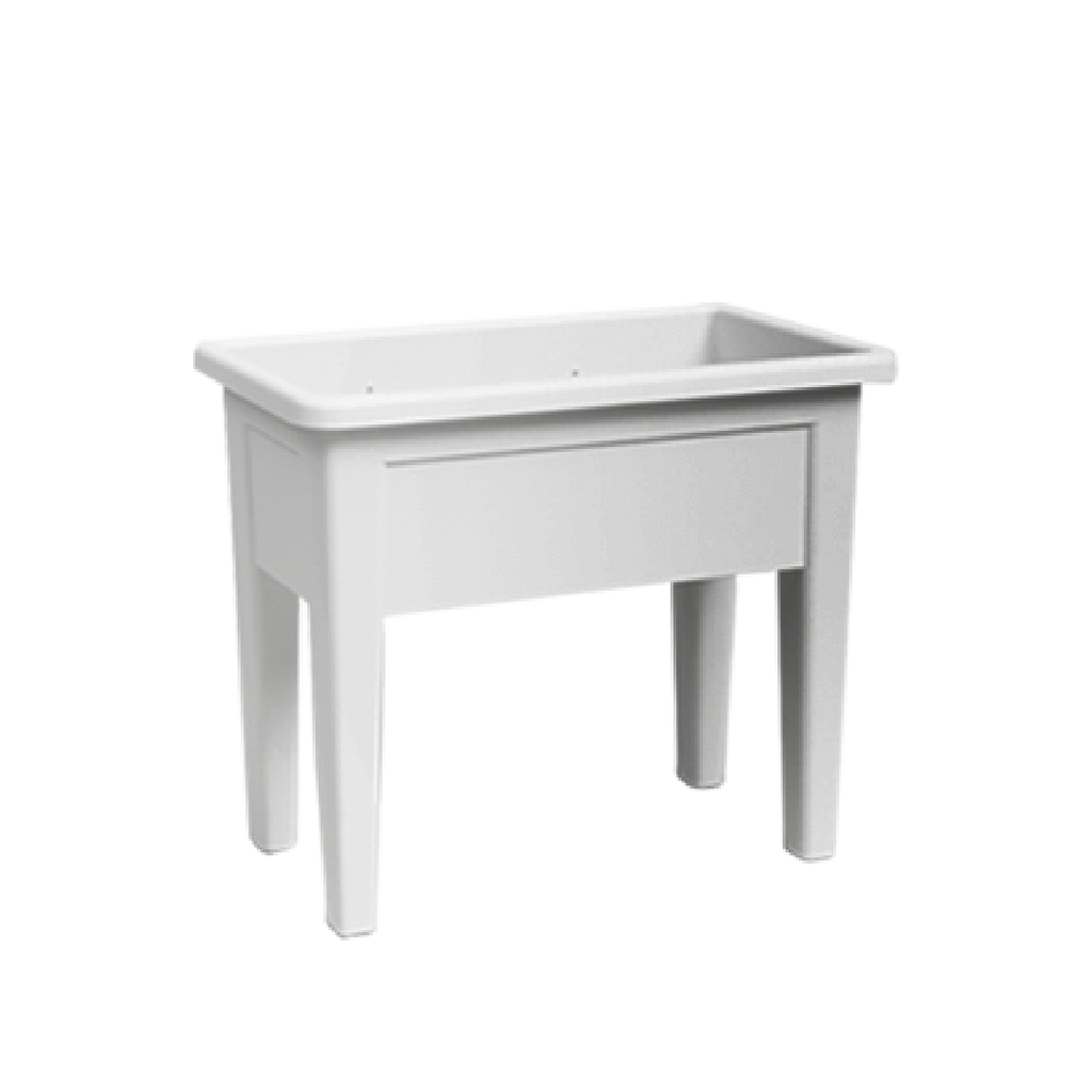 POT DE FLEUR RECTANGULAIRE SUR PIEDS BLANC